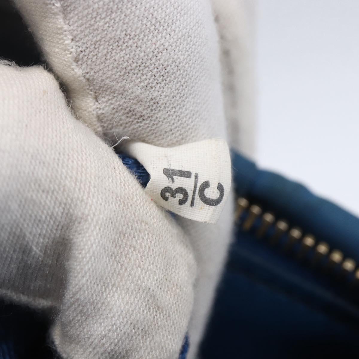 PRADA Gathered Hand Bag Nylon 2way Blue Gold Auth 154697