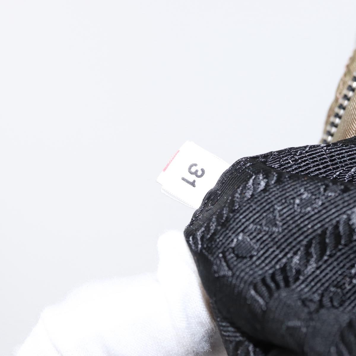 PRADA Chain Shoulder Bag Nylon Beige Silver Auth 154698