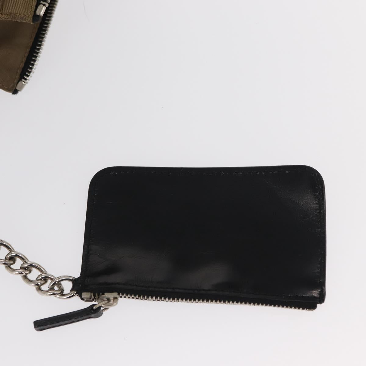 PRADA Chain Shoulder Bag Nylon Beige Silver Auth 154698