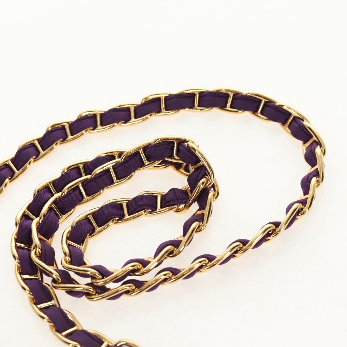 PRADA Chain Shoulder Bag Nylon Purple Gold Auth 154699V