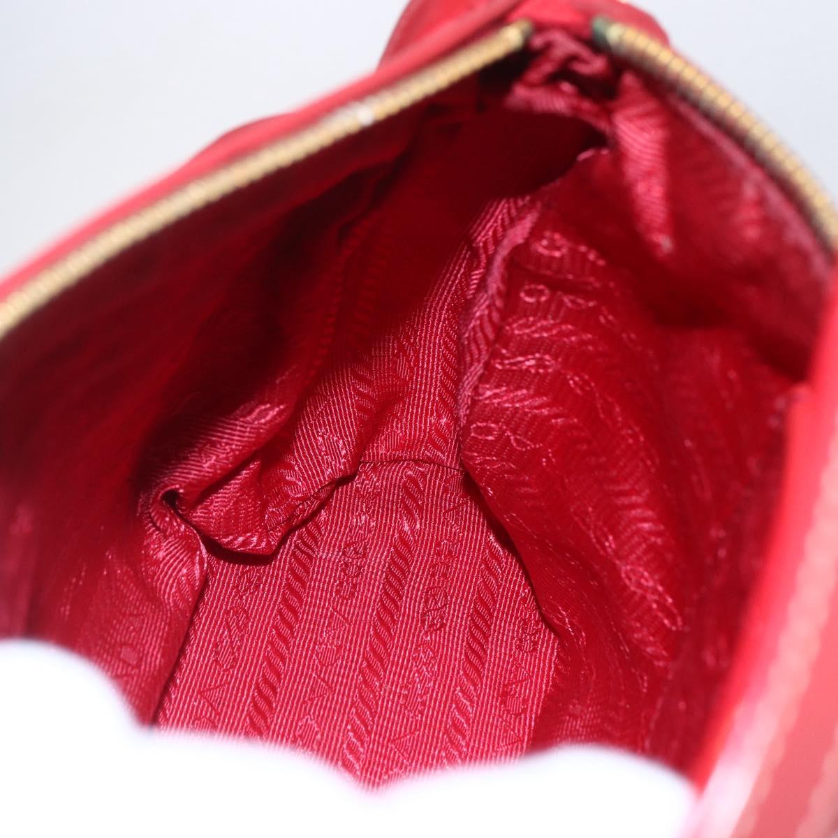 PRADA Shoulder Bag Nylon Red Gold Auth 154700V