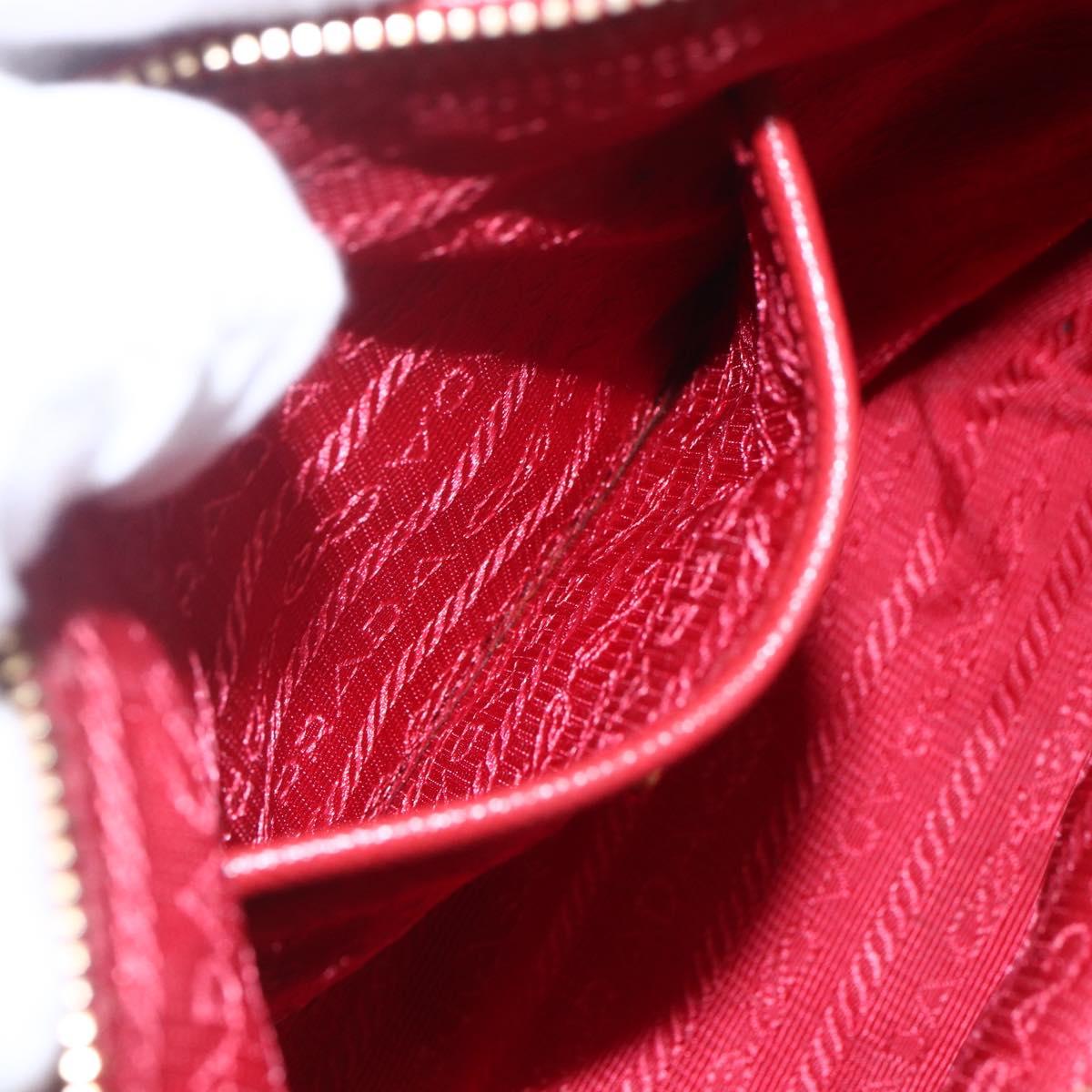 PRADA Shoulder Bag Nylon Red Gold Auth 154700V