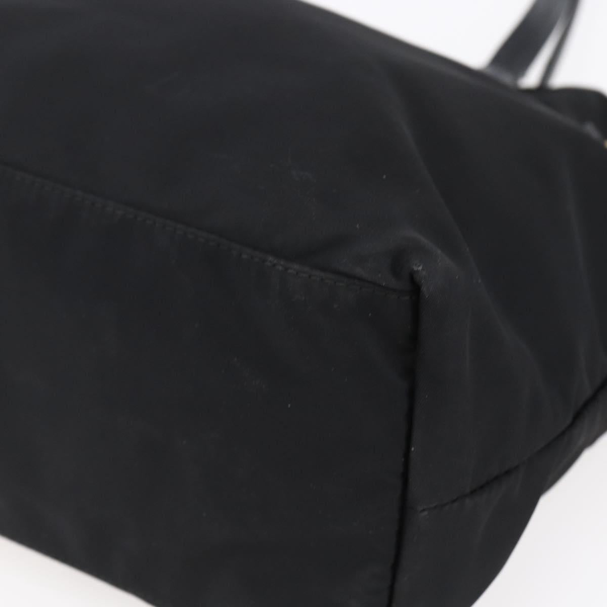 PRADA Tote Bag Nylon Black Gold Auth 154701