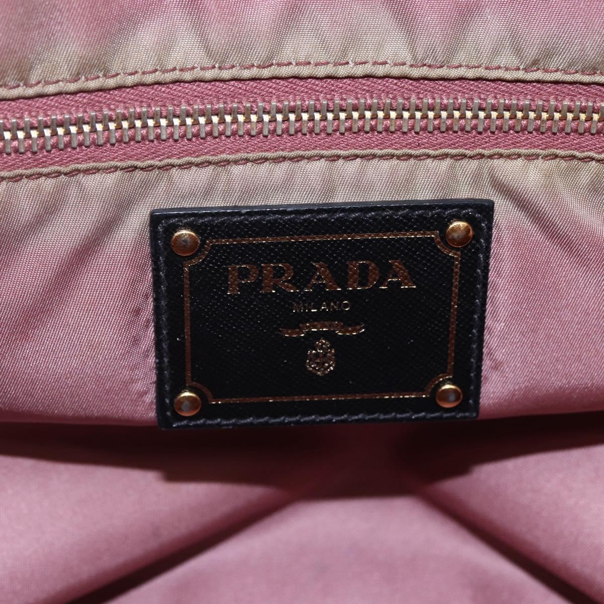 PRADA Tote Bag Nylon Black Gold Auth 154701