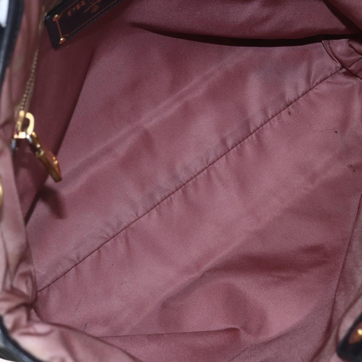 PRADA Tote Bag Nylon Black Gold Auth 154701