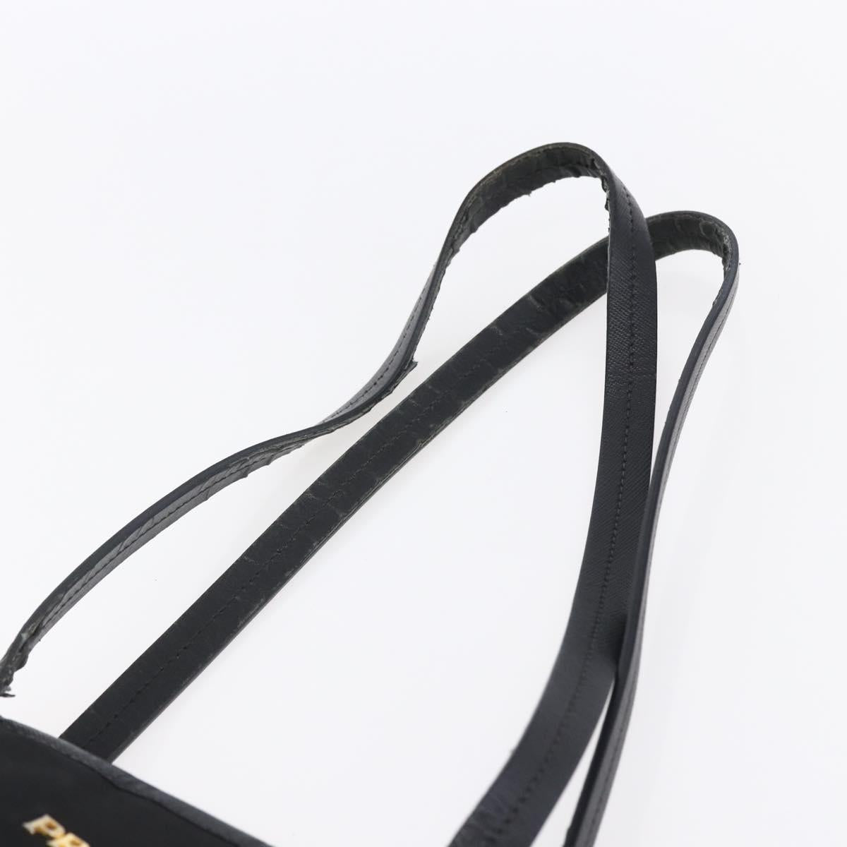 PRADA Tote Bag Nylon Black Gold Auth 154701