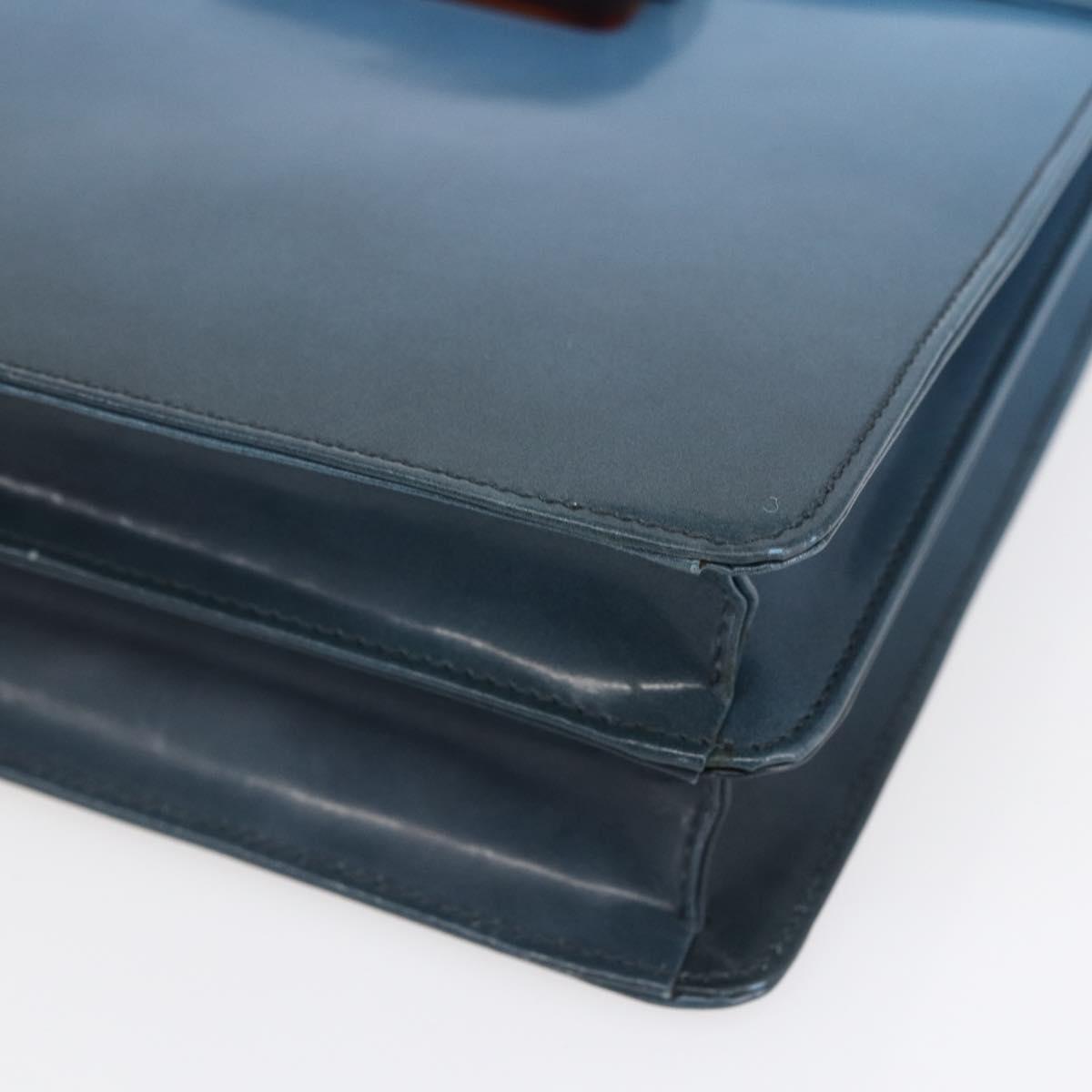 PRADA Hand Bag Enamel Light Blue Silver Auth 154702