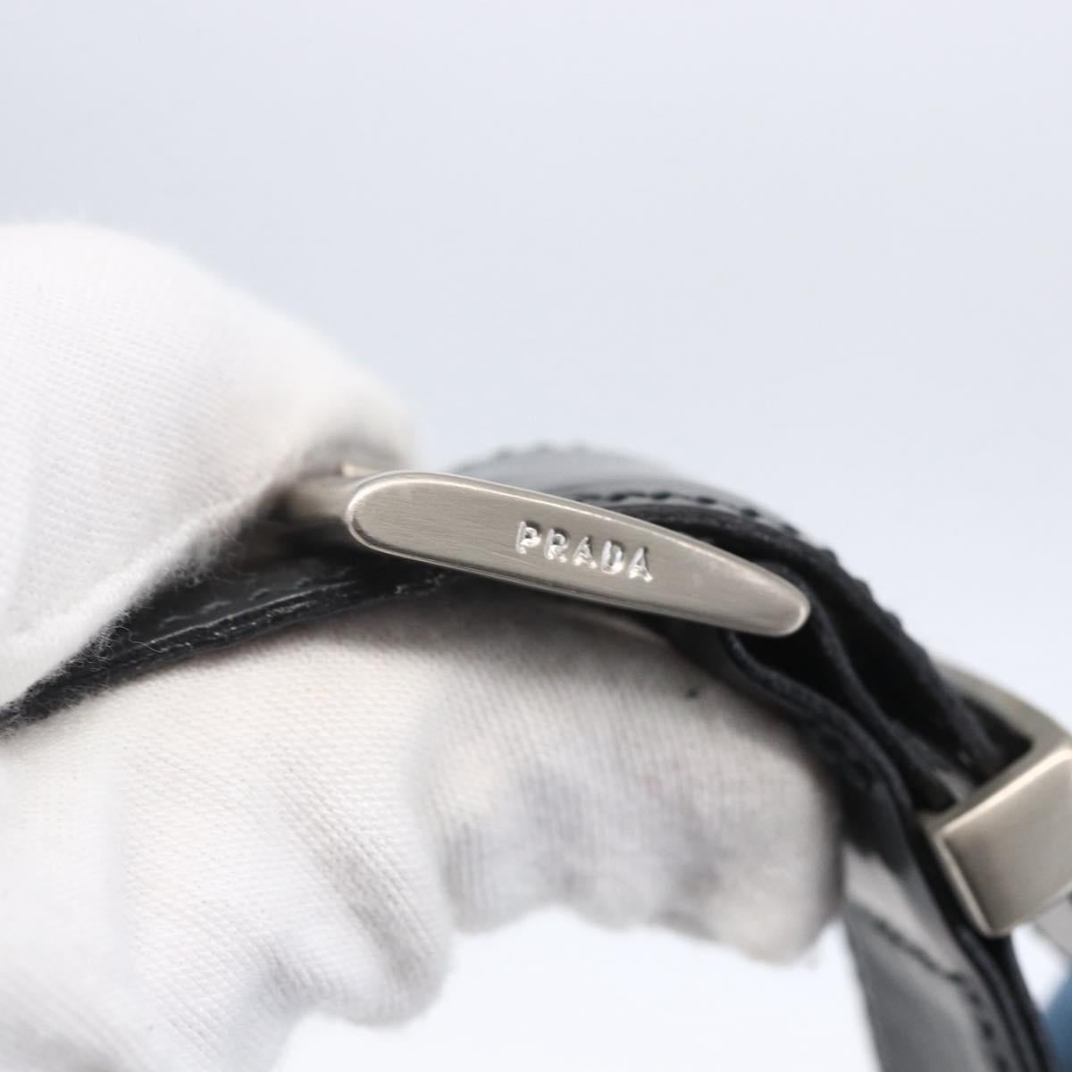 PRADA Hand Bag Enamel Light Blue Silver Auth 154702