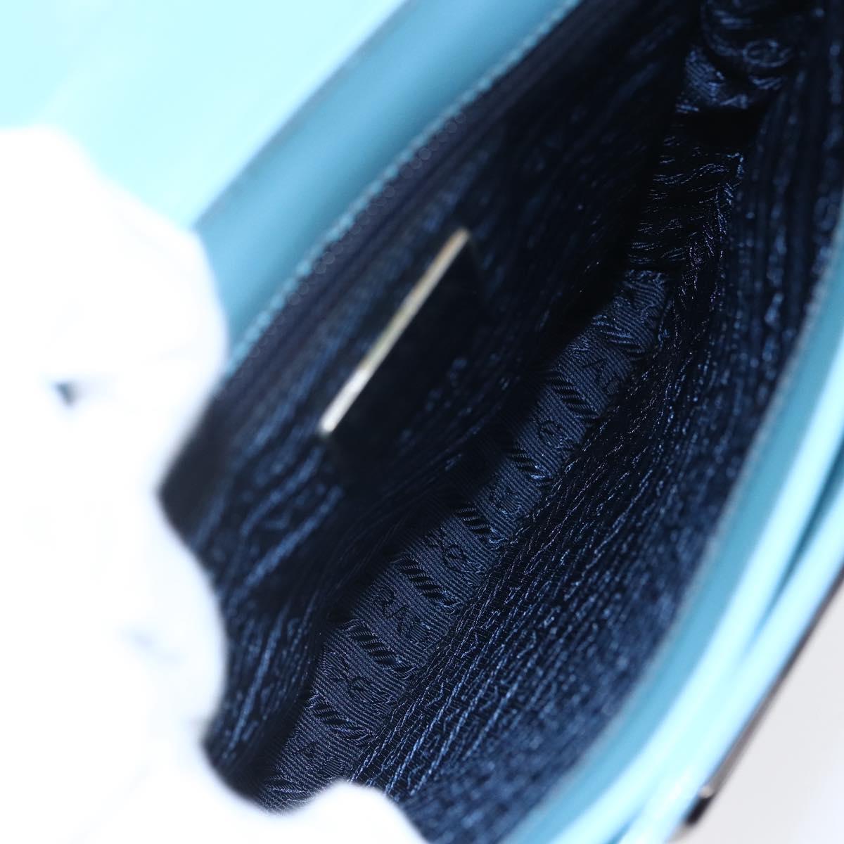 PRADA Hand Bag Enamel Light Blue Silver Auth 154702
