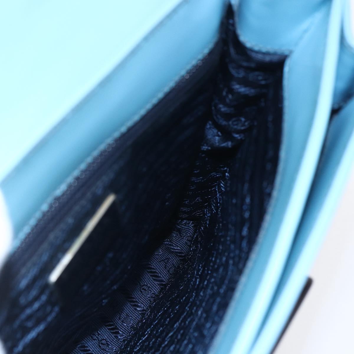 PRADA Hand Bag Enamel Light Blue Silver Auth 154702