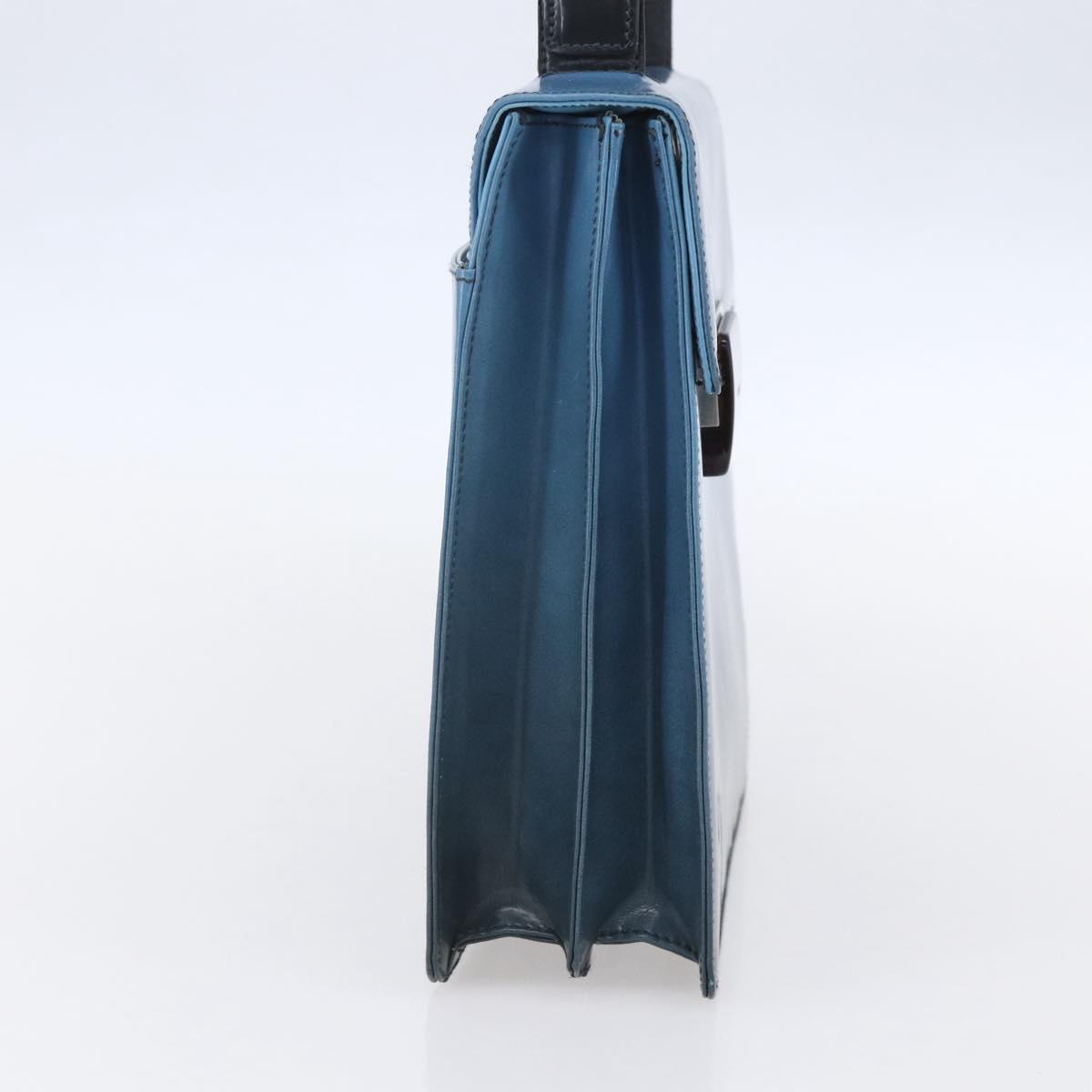 PRADA Hand Bag Enamel Light Blue Silver Auth 154702