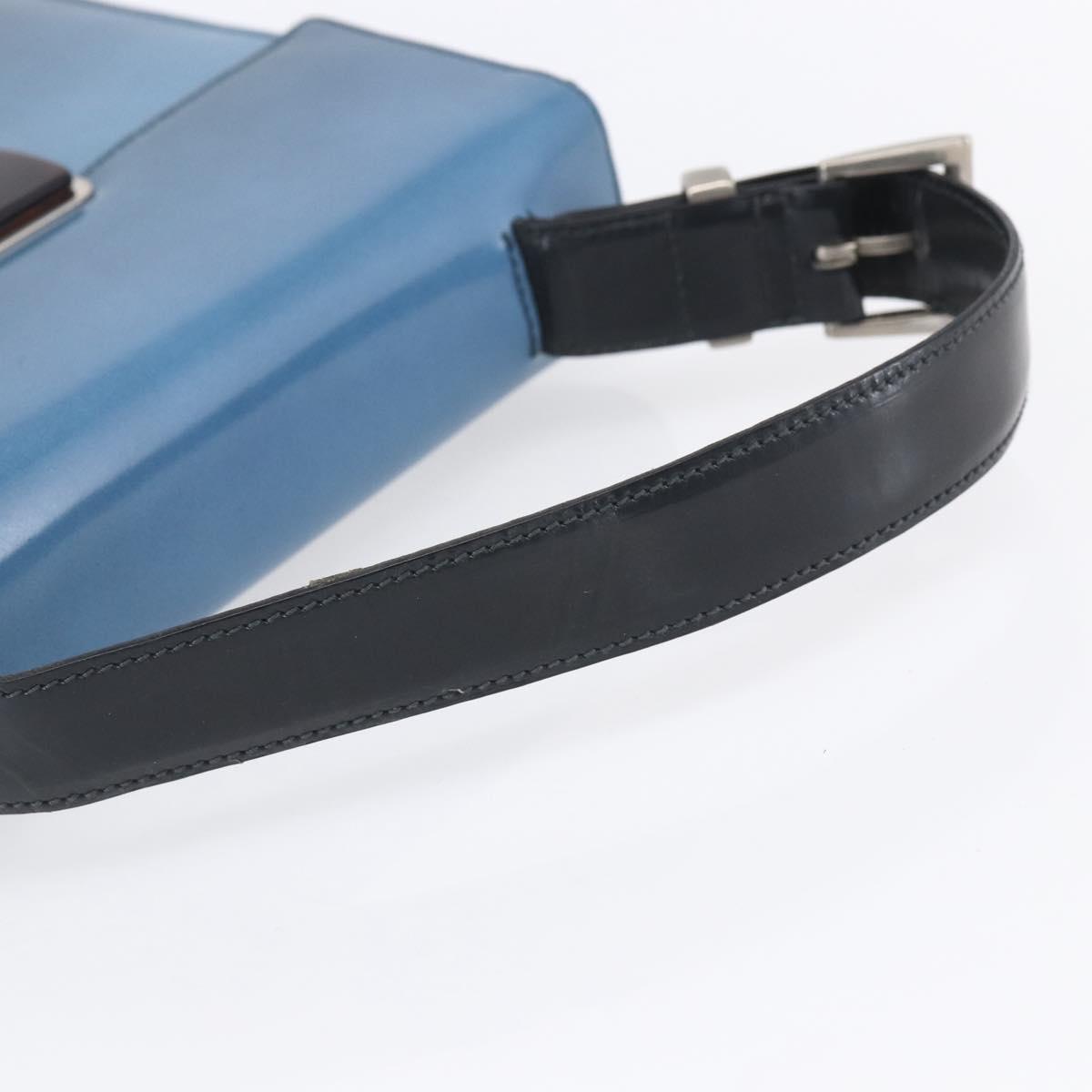PRADA Hand Bag Enamel Light Blue Silver Auth 154702