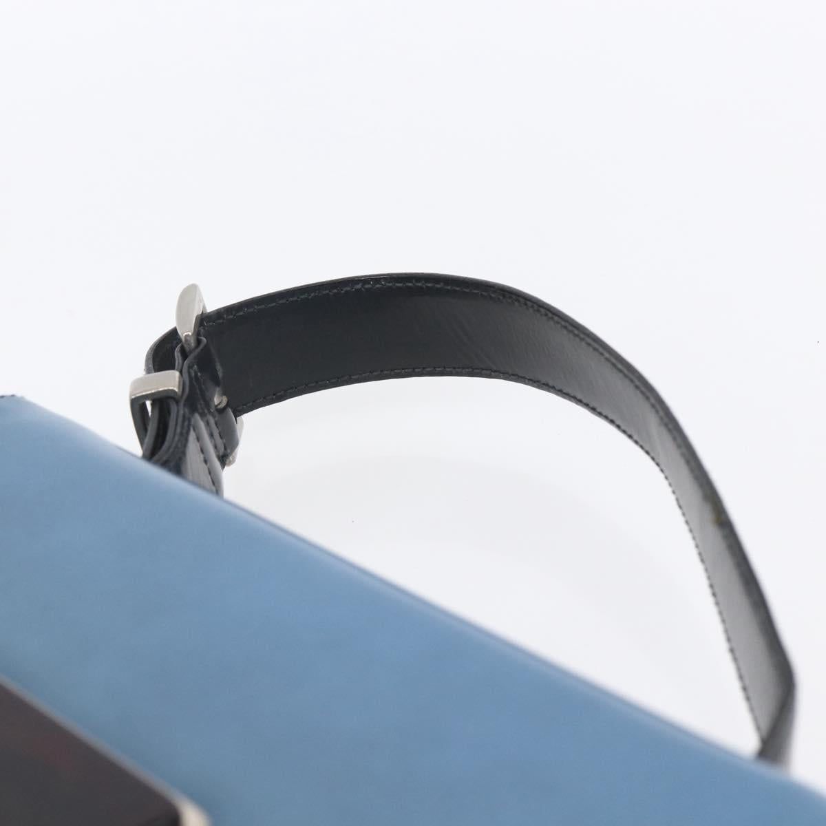 PRADA Hand Bag Enamel Light Blue Silver Auth 154702