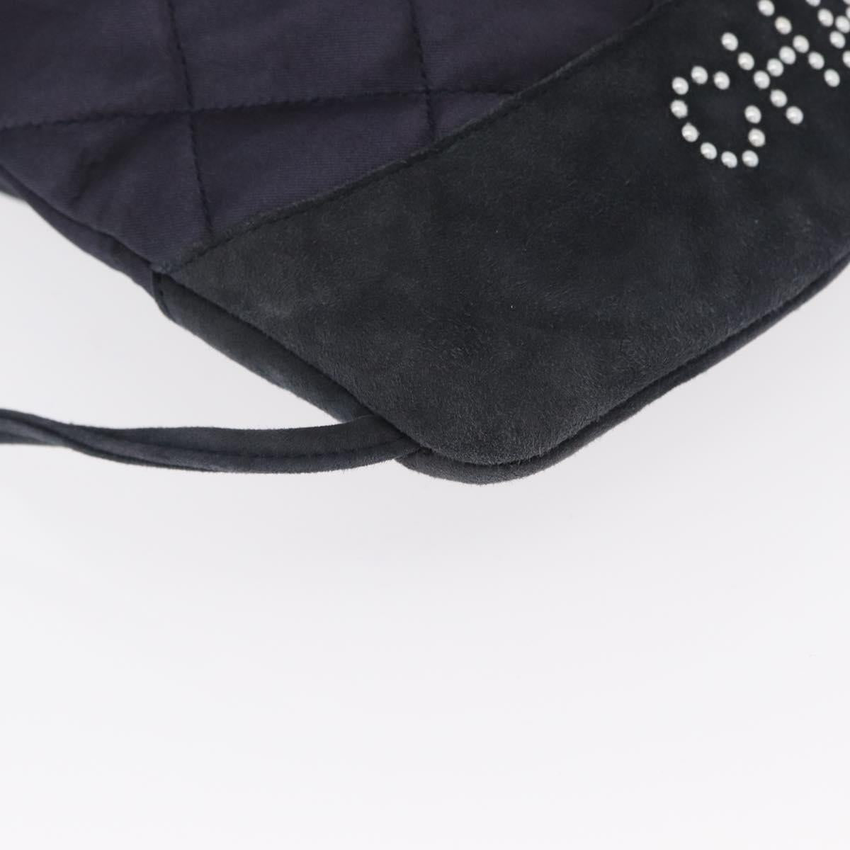 CHANEL Matelasse Backpack Satin Navy CC Auth 154704