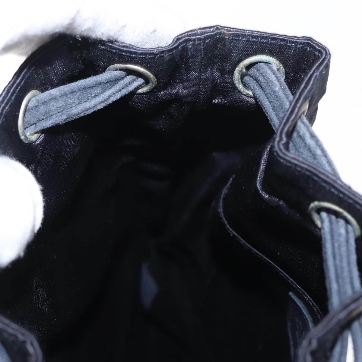 CHANEL Matelasse Backpack Satin Navy CC Auth 154704