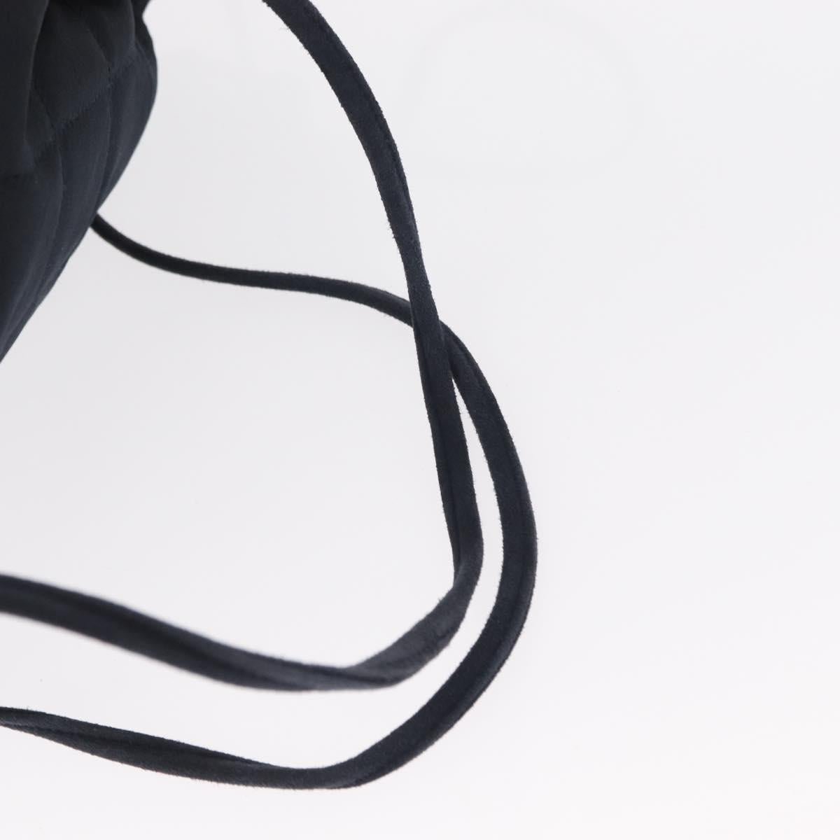 CHANEL Matelasse Backpack Satin Navy CC Auth 154704