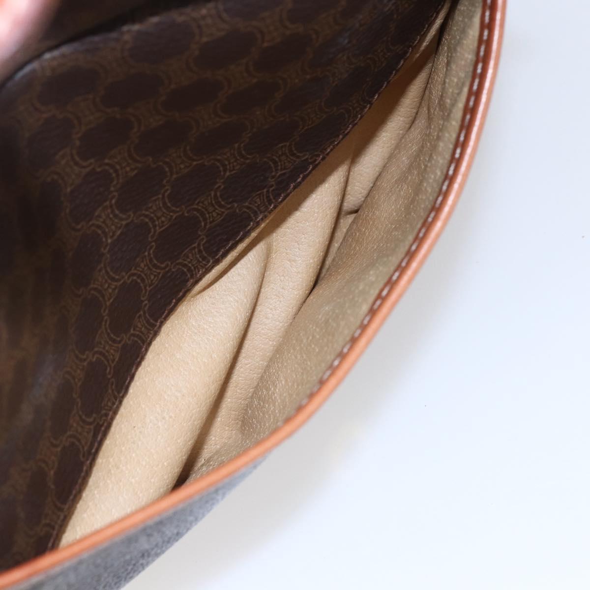 CELINE Macadam Canvas Shoulder Bag PVC Leather Brown Gold Auth 154705