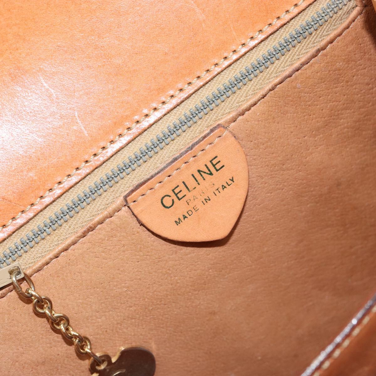 CELINE Macadam Canvas Shoulder Bag PVC Leather Brown Gold Auth 154706