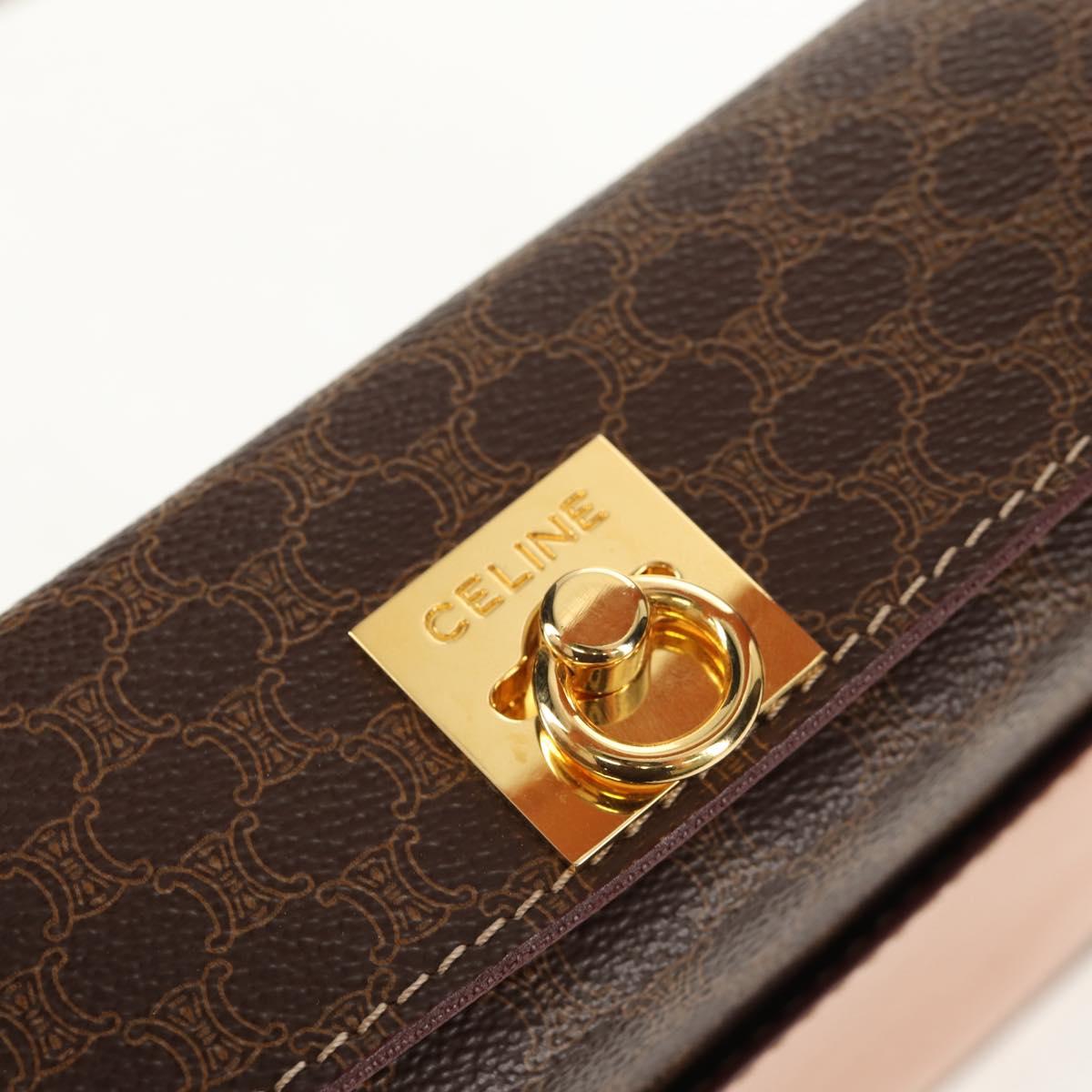 CELINE Macadam Canvas Hand Bag PVC Leather Brown Gold Auth 154707V