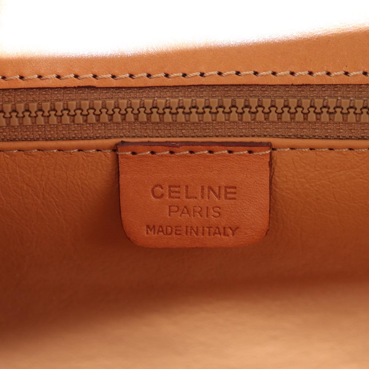 CELINE Macadam Canvas Hand Bag PVC Leather Brown Gold Auth 154707V