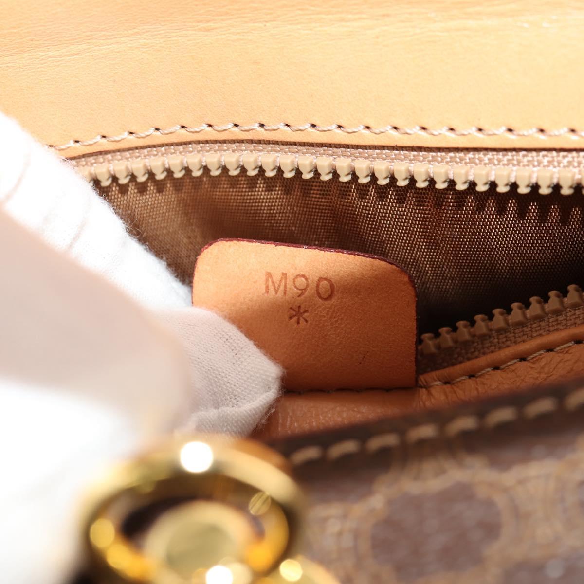 CELINE Macadam Canvas Hand Bag PVC Leather Brown Gold Auth 154707V