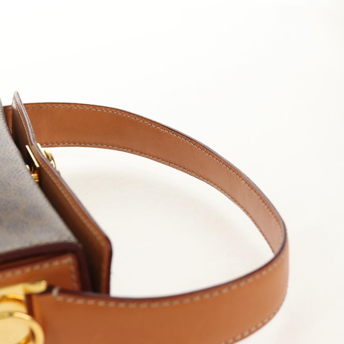 CELINE Macadam Canvas Hand Bag PVC Leather Brown Gold Auth 154707V