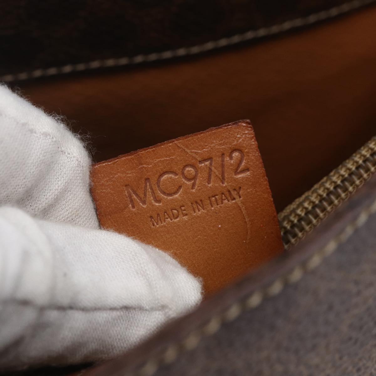 CELINE Macadam Canvas Tote Bag PVC Leather Brown Gold Auth 154708