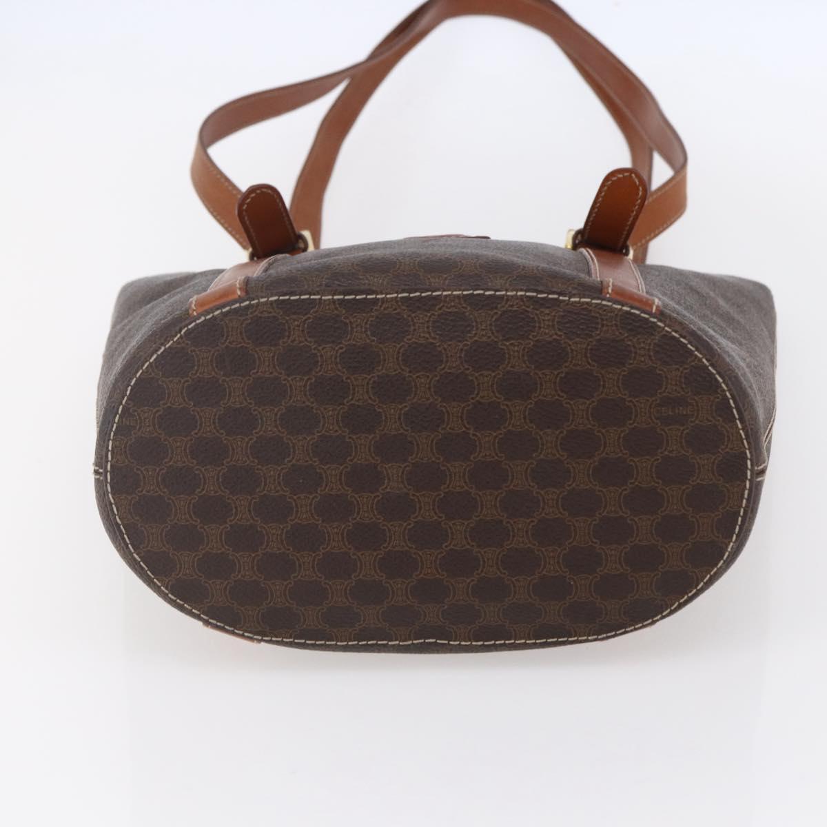 CELINE Macadam Canvas Tote Bag PVC Leather Brown Gold Auth 154708