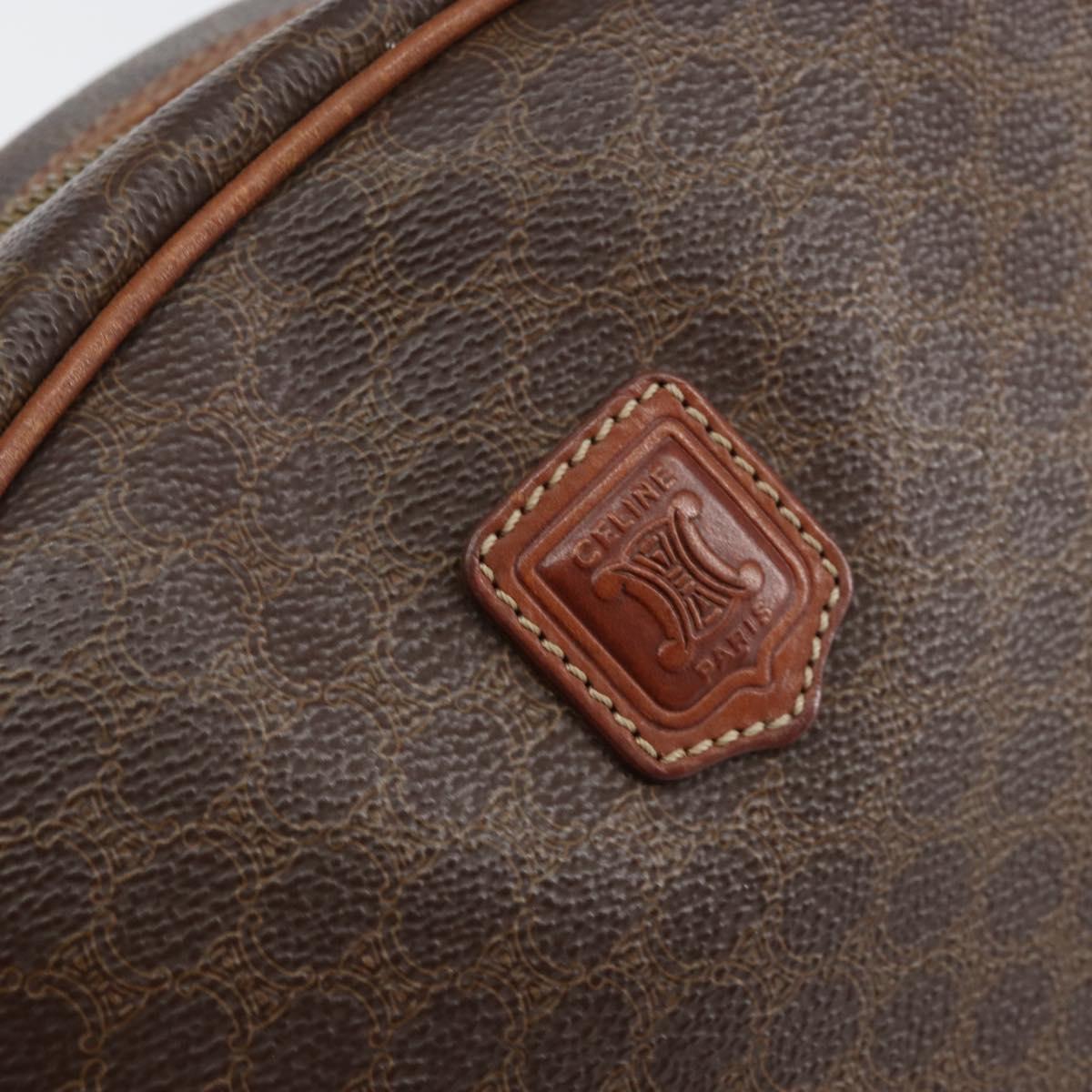 CELINE Macadam Canvas Hand Bag PVC Leather Brown Gold Auth 154710