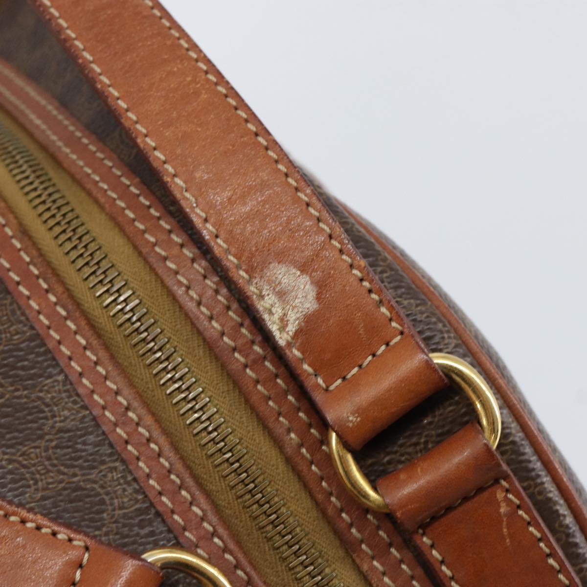 CELINE Macadam Canvas Hand Bag PVC Leather Brown Gold Auth 154710