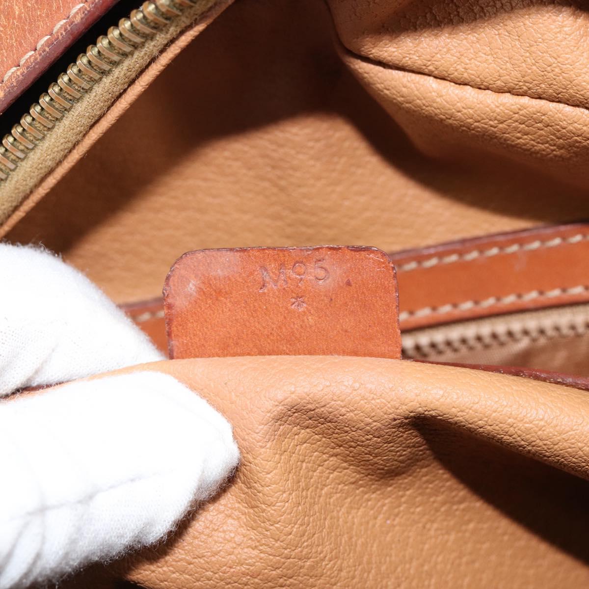 CELINE Macadam Canvas Hand Bag PVC Leather Brown Gold Auth 154710