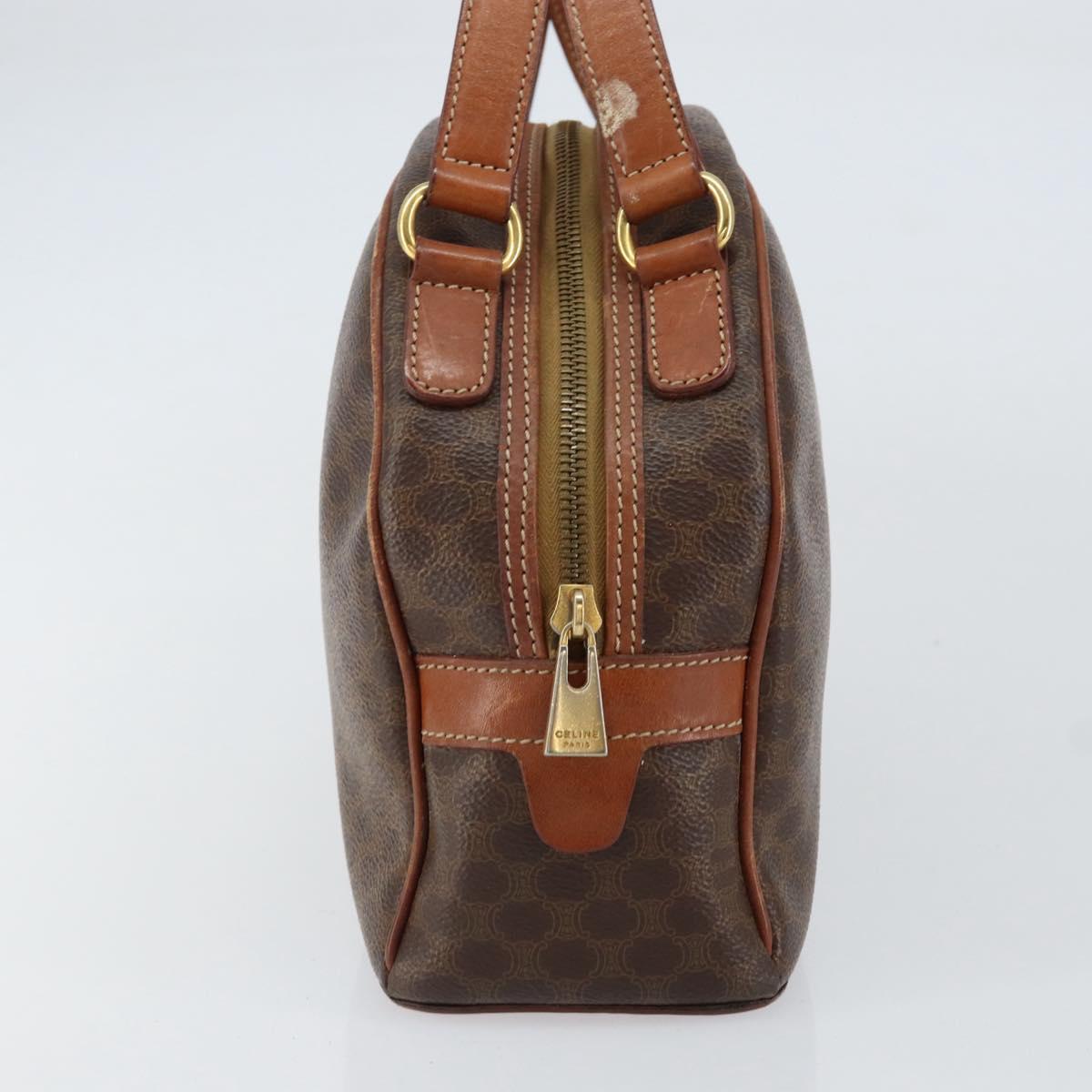 CELINE Macadam Canvas Hand Bag PVC Leather Brown Gold Auth 154710