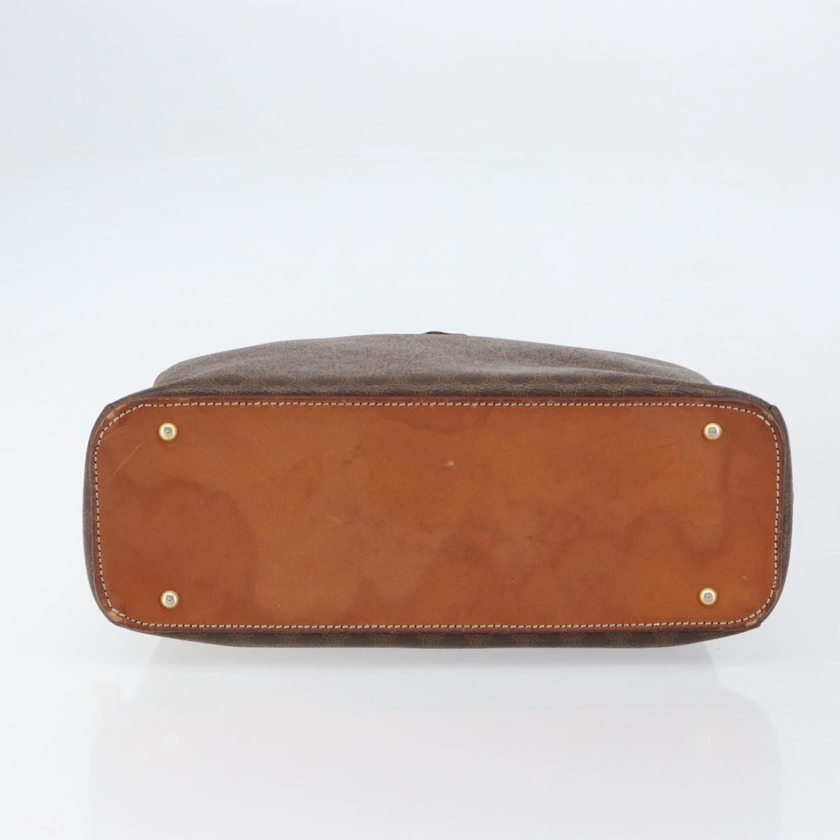 CELINE Macadam Canvas Hand Bag PVC Leather Brown Gold Auth 154710