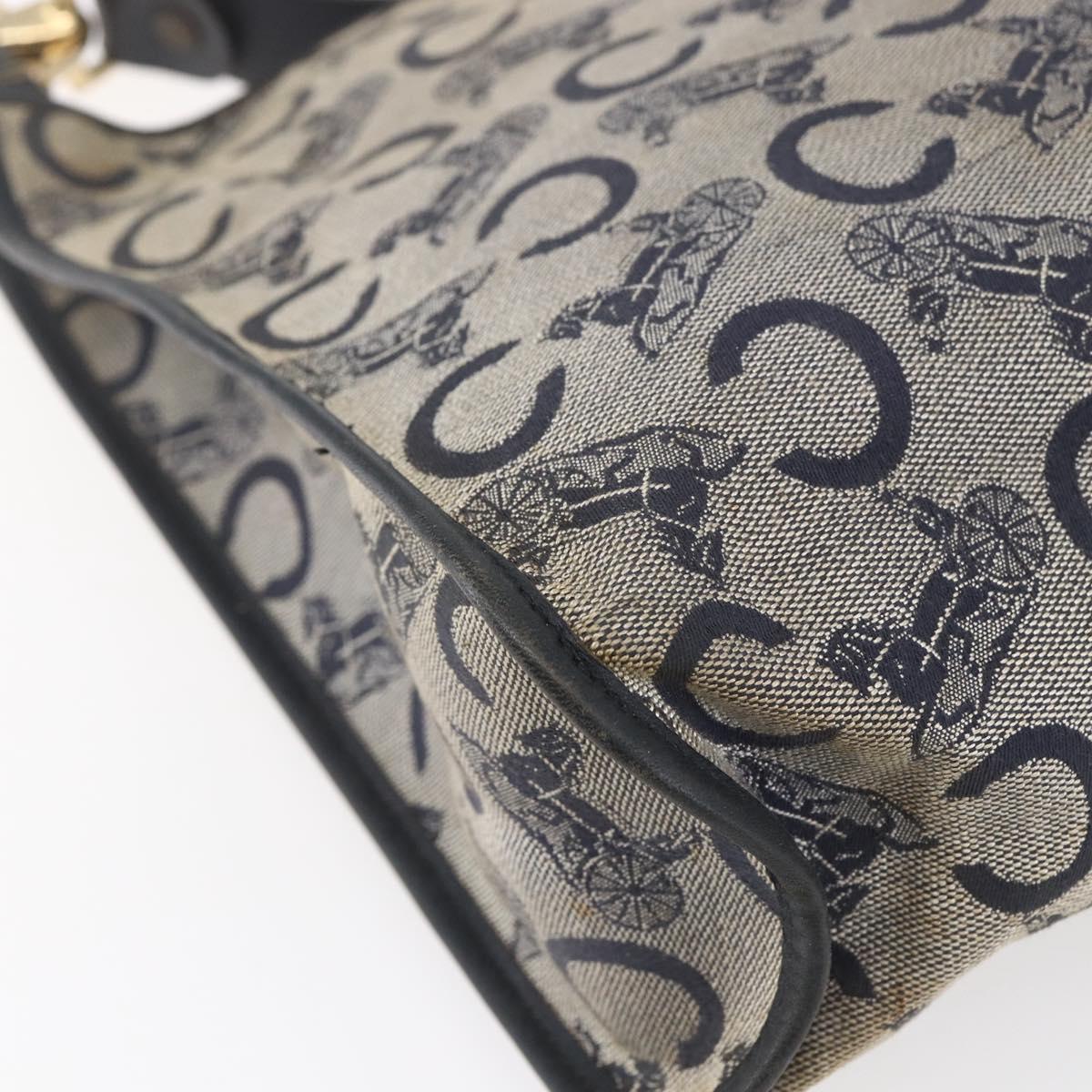 CELINE C Sulky Shoulder Bag Canvas Navy Gold Auth 154713