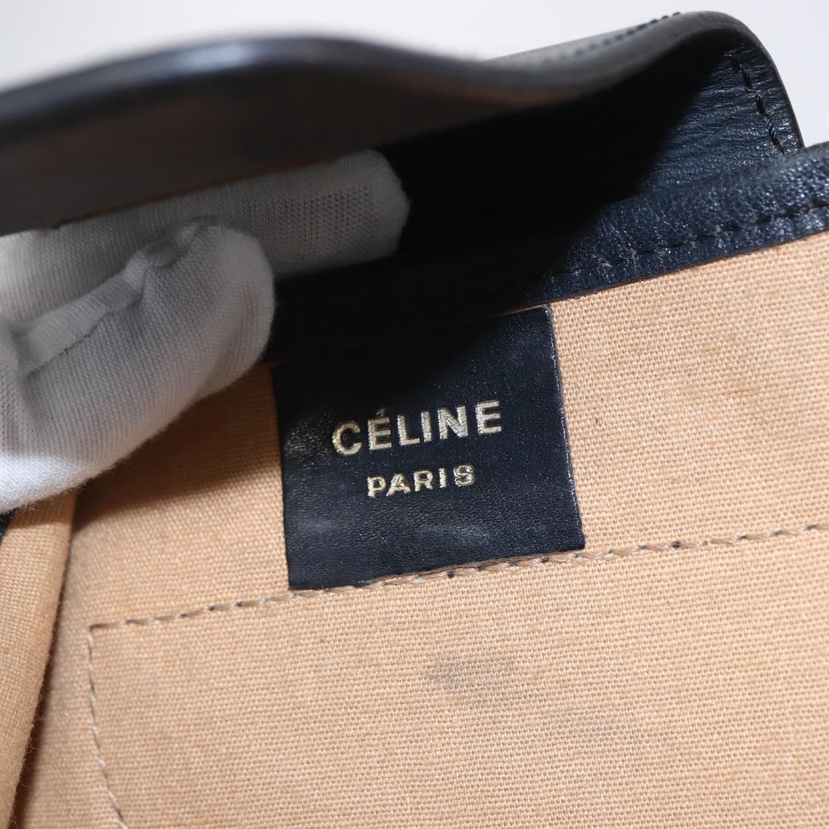 CELINE C Sulky Shoulder Bag Canvas Navy Gold Auth 154713