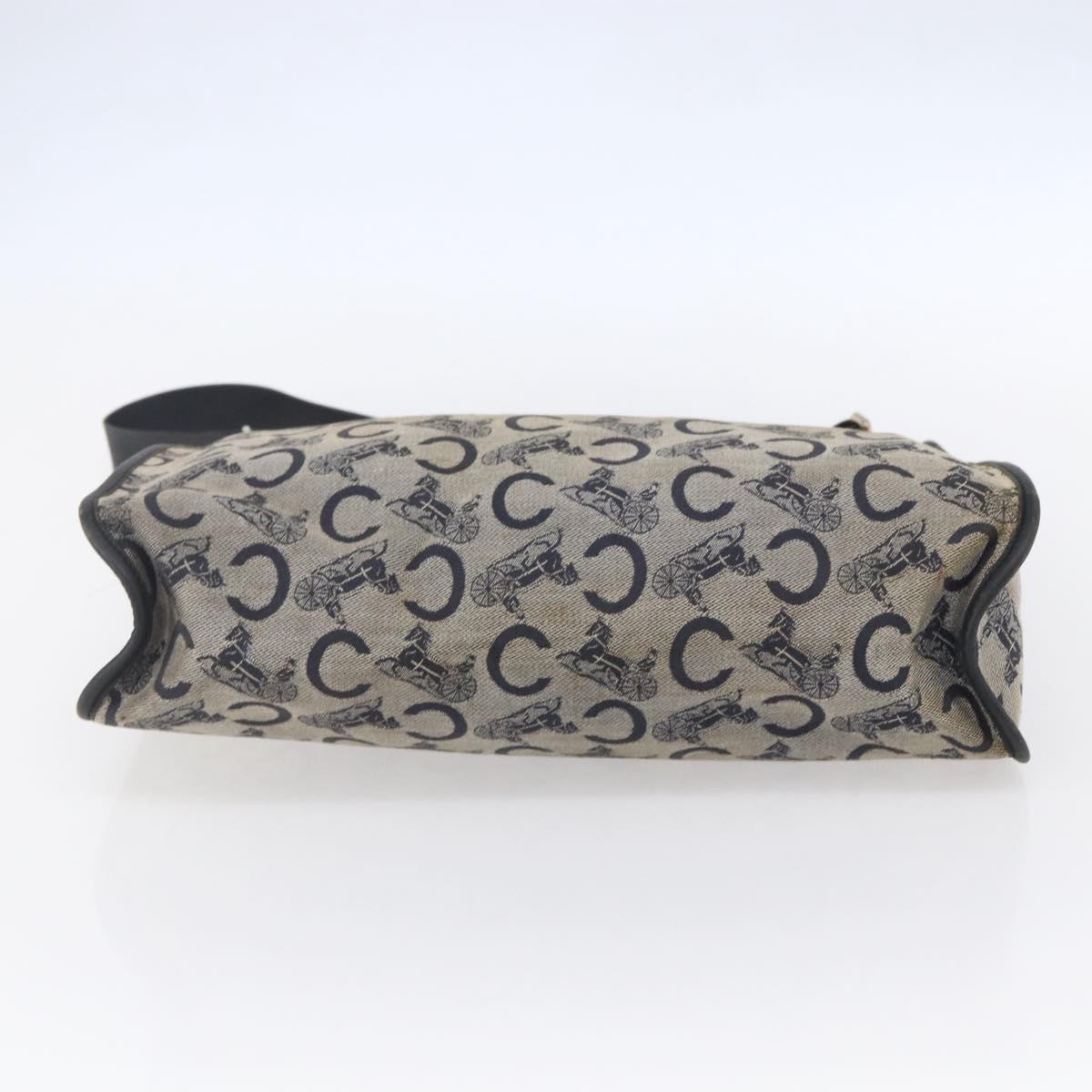 CELINE C Sulky Shoulder Bag Canvas Navy Gold Auth 154713