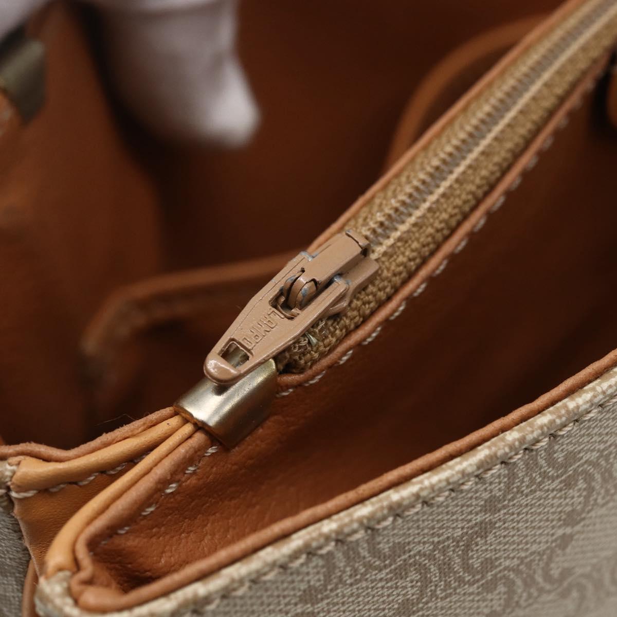 CELINE Macadam Canvas Shoulder Bag PVC Beige Gold Auth 154715