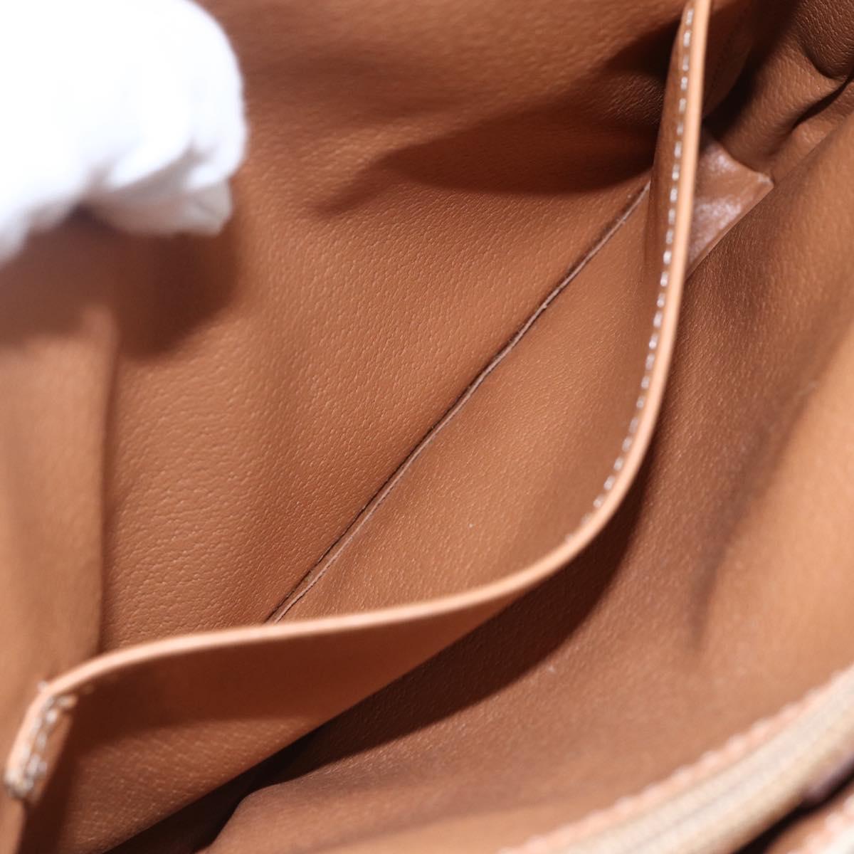 CELINE Macadam Canvas Shoulder Bag PVC Beige Gold Auth 154715