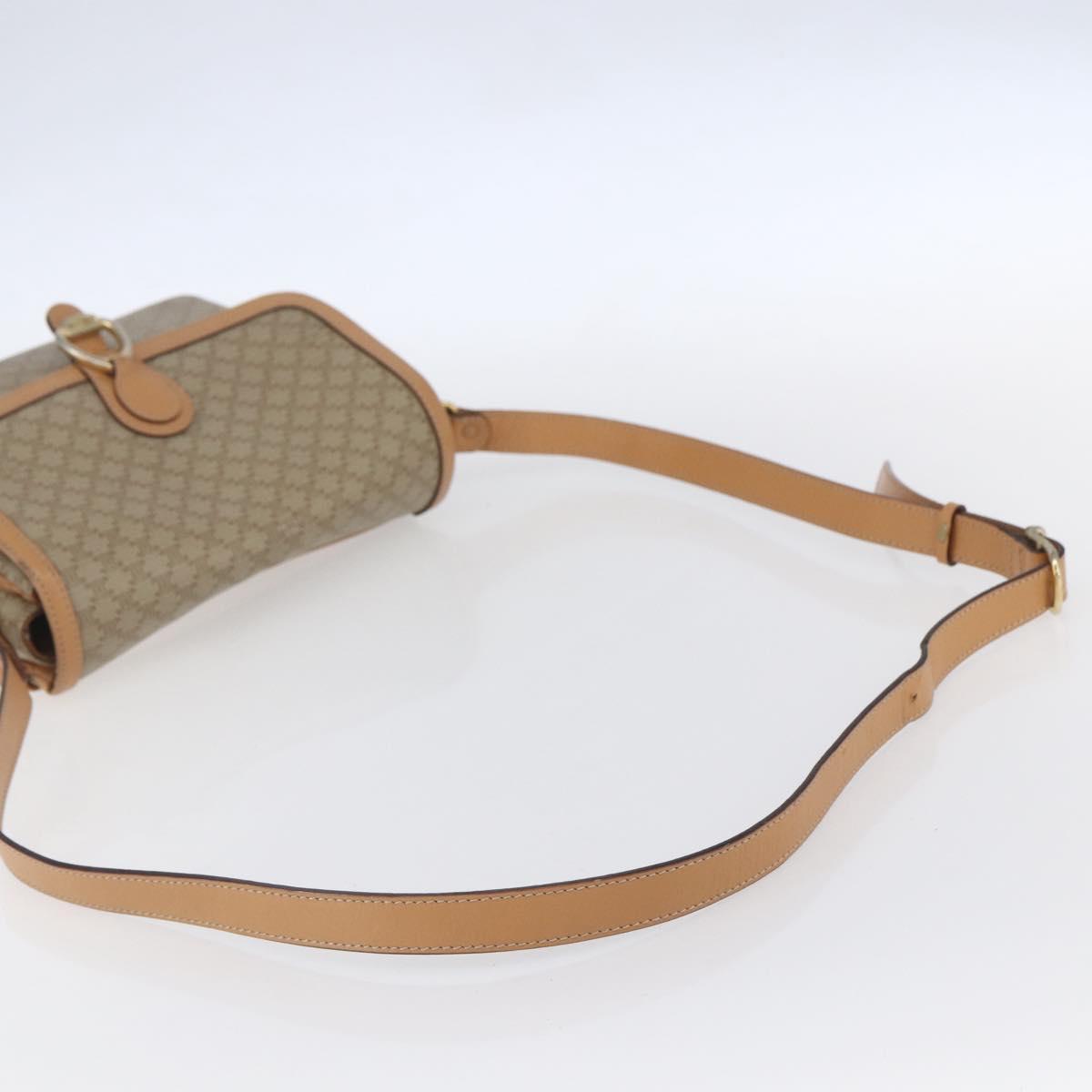 CELINE Macadam Canvas Shoulder Bag PVC Beige Gold Auth 154715