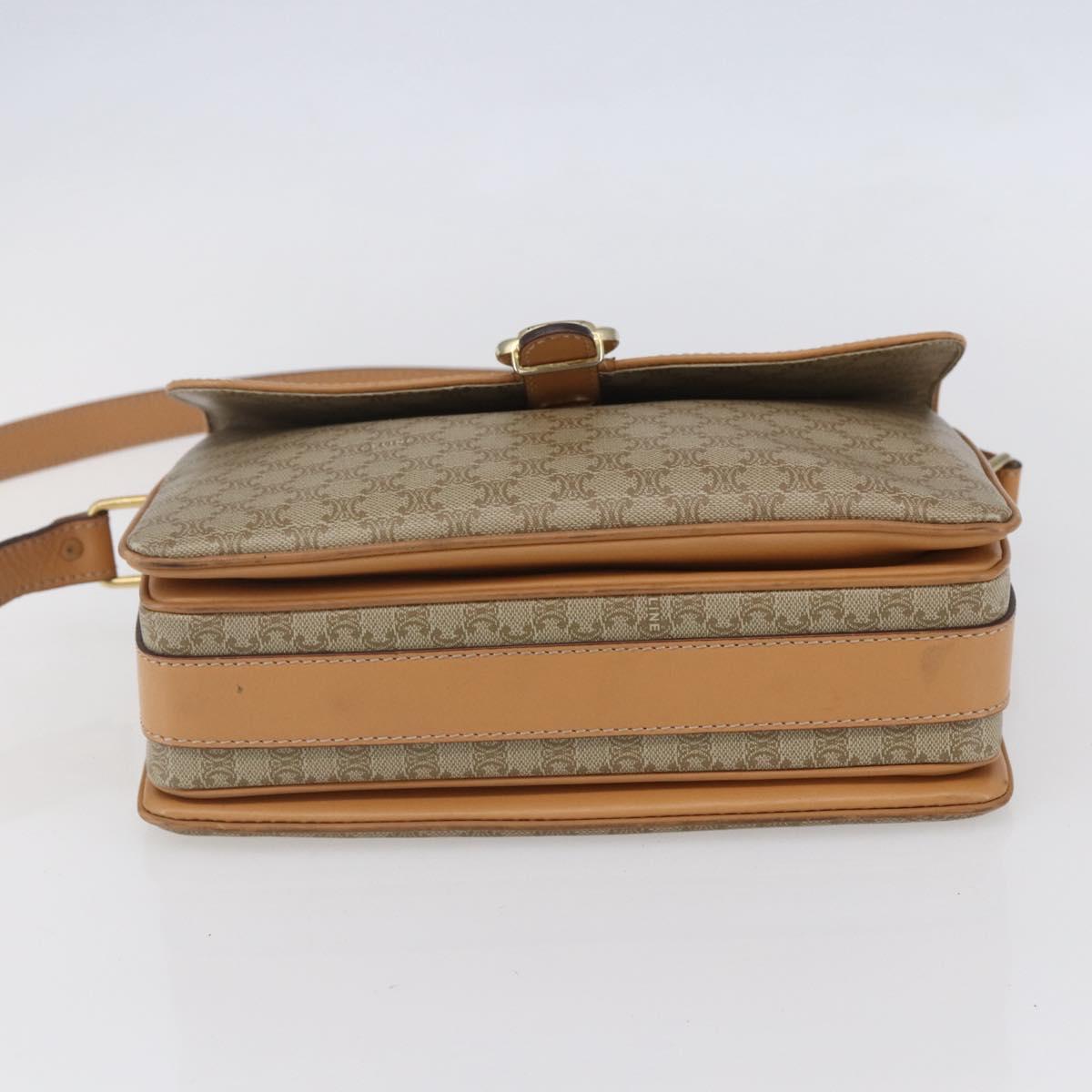 CELINE Macadam Canvas Shoulder Bag PVC Beige Gold Auth 154715
