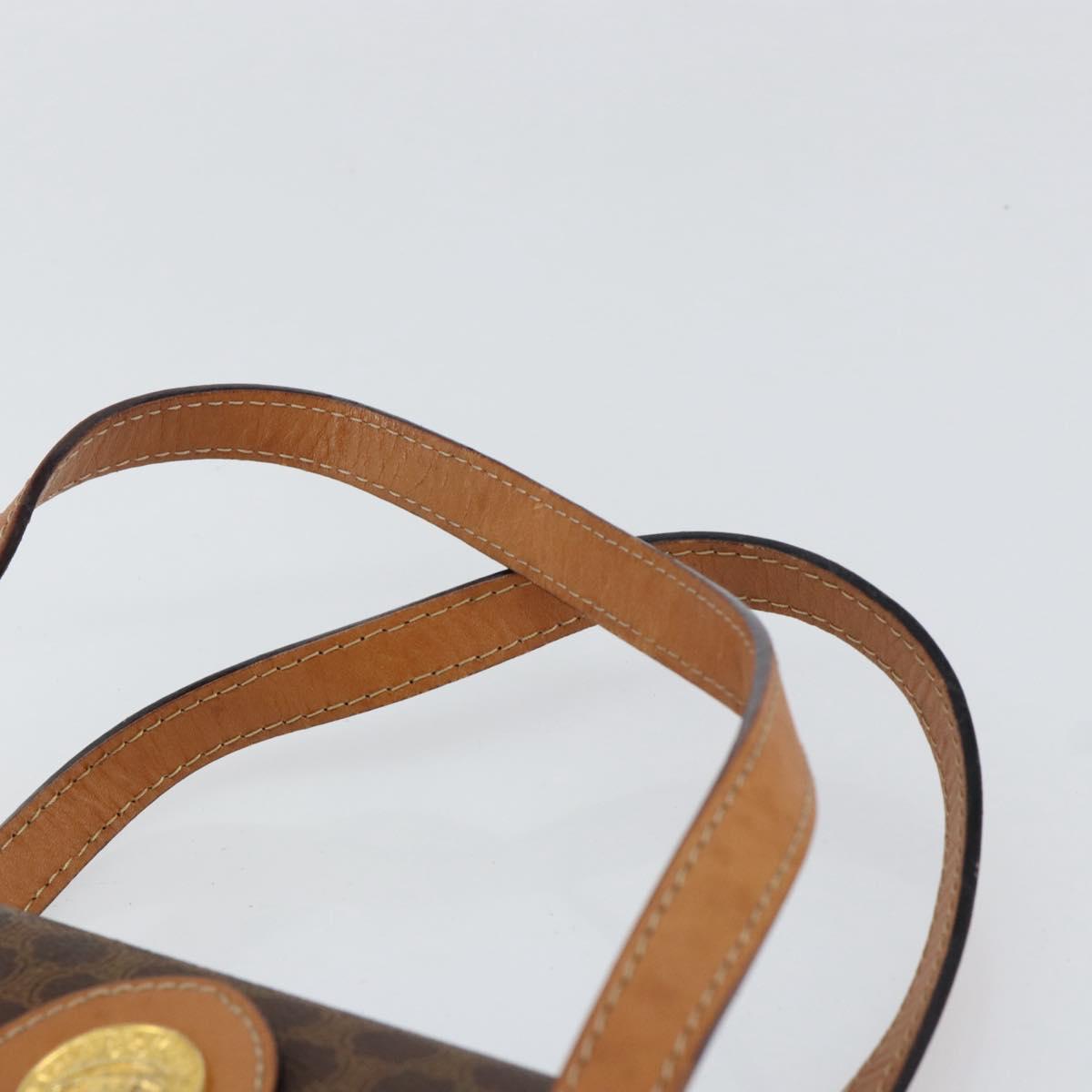 CELINE Macadam Canvas Medallion Hand Bag PVC Leather Brown Gold Auth 154716