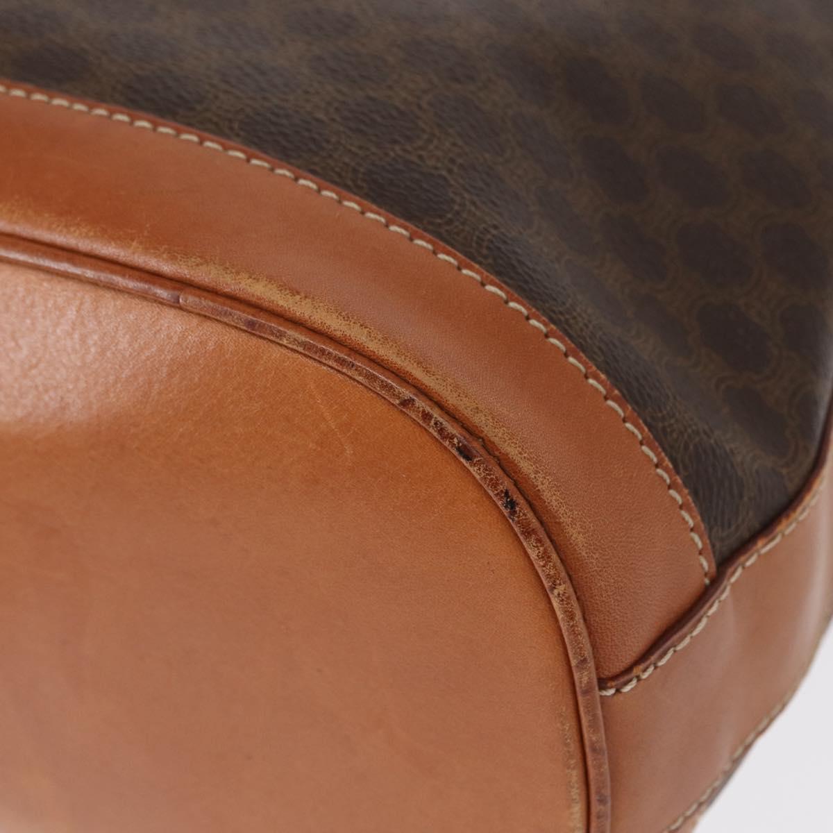 CELINE Macadam Canvas Shoulder Bag PVC Leather Brown Gold Auth 154717