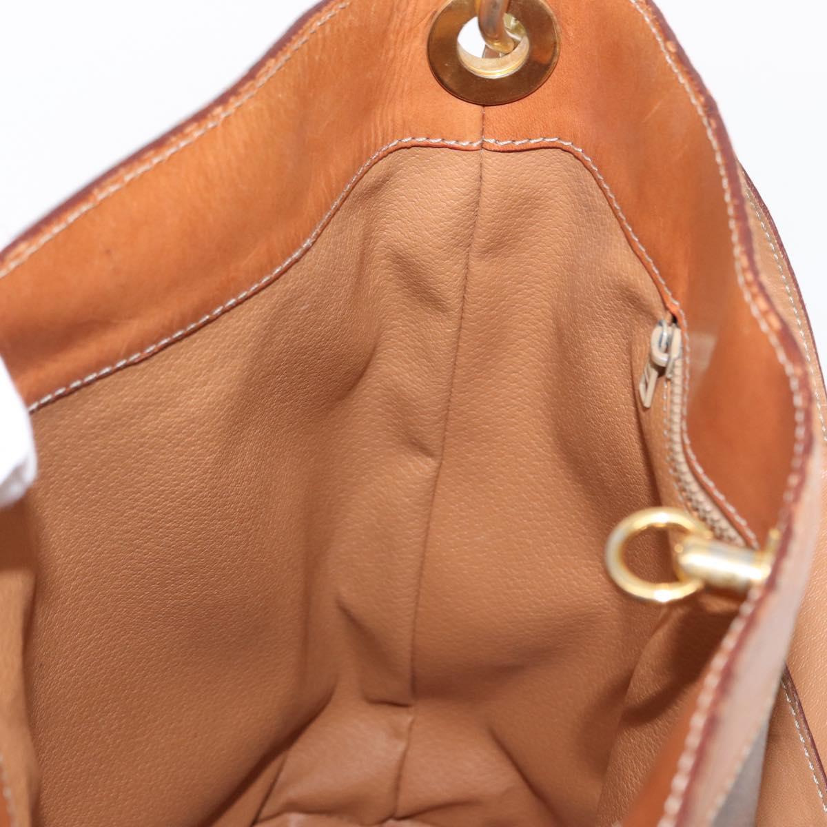 CELINE Macadam Canvas Shoulder Bag PVC Leather Brown Gold Auth 154717