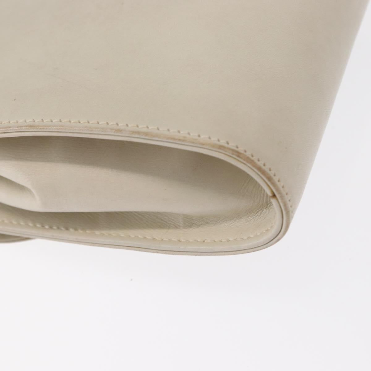 CELINE Shoulder Bag Leather Ivory Gold Auth 154718