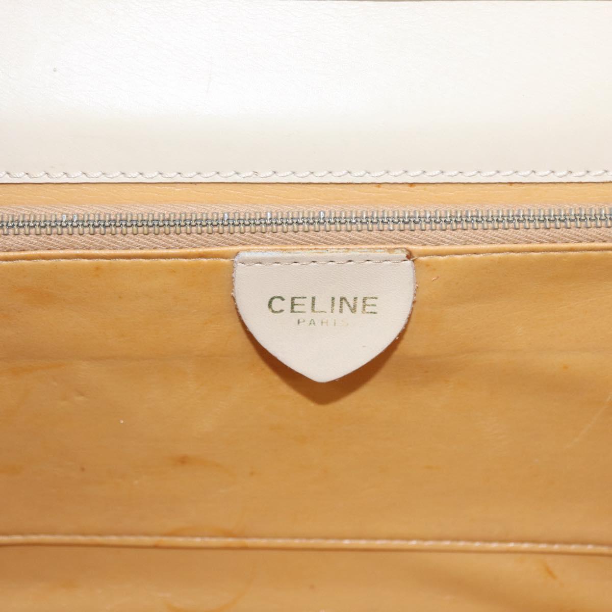 CELINE Shoulder Bag Leather Ivory Gold Auth 154718
