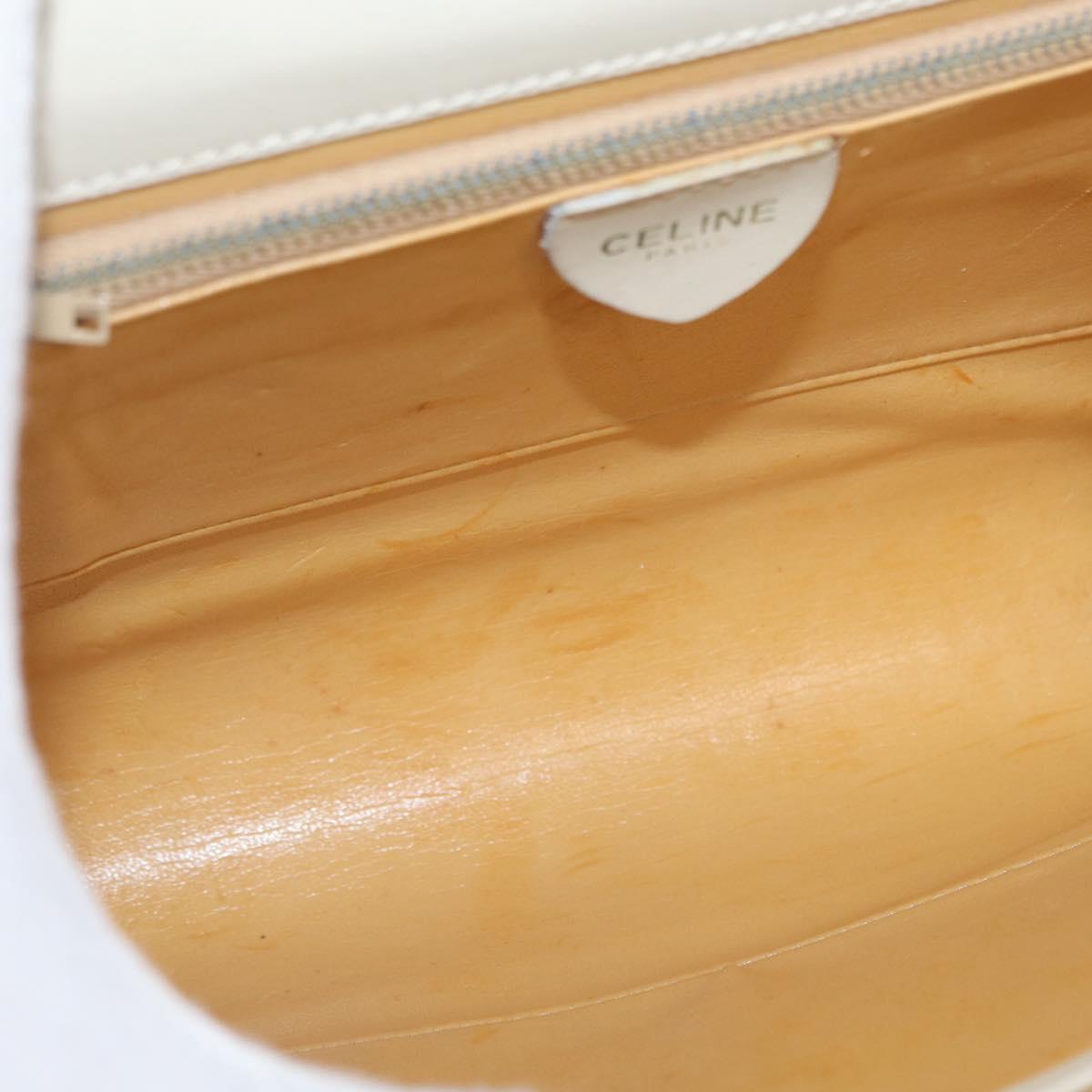 CELINE Shoulder Bag Leather Ivory Gold Auth 154718