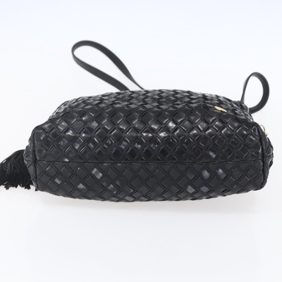 BALLY Hand Bag Leather 2way Black Gold Auth 154723