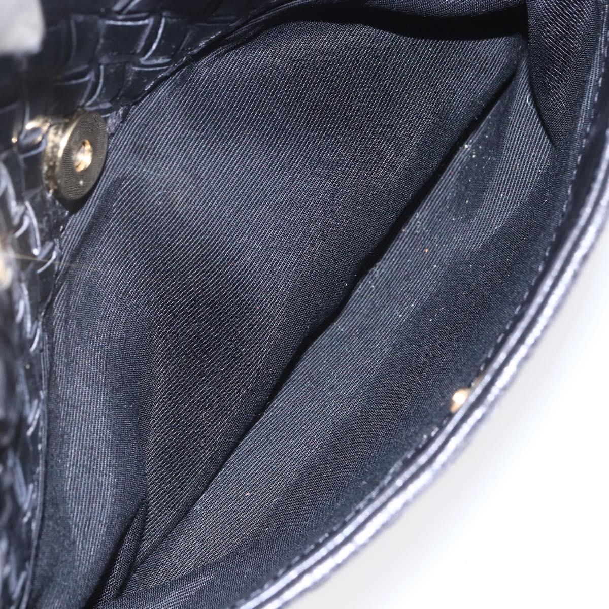 BALLY Hand Bag Leather 2way Black Gold Auth 154723