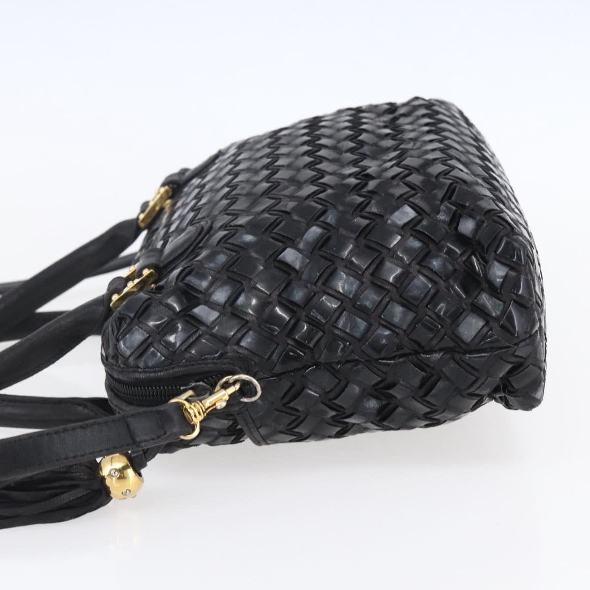 BALLY Hand Bag Leather 2way Black Gold Auth 154723