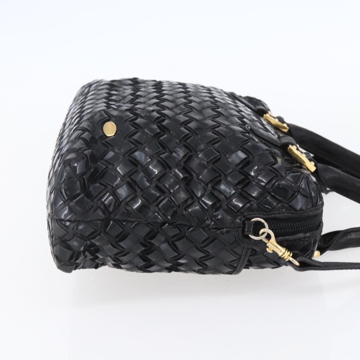 BALLY Hand Bag Leather 2way Black Gold Auth 154723